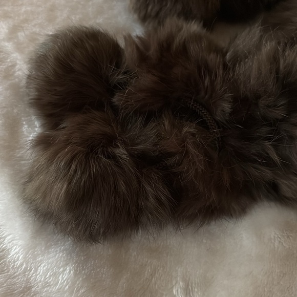 100% Rabbit Fur Pom Pom Scarf w Shawl  - Black & Brown Cejon Accessories ?? - Picture 4 of 10